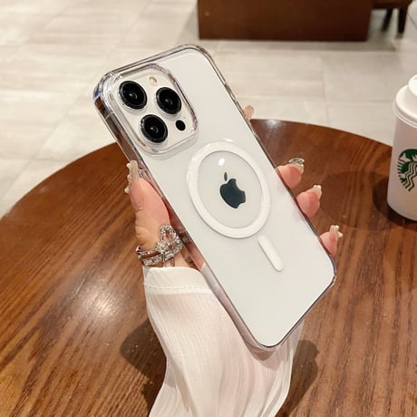 メッキクリア iPhone15Pro/15ProMaxケース  MagSafe高品質 耐久性 黄ばまない iPhone14/12/13Proカバー 軽量[M3532]