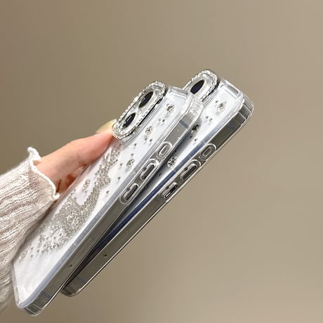 ダイヤ鹿 iPhone16/16Proケース 透明 iPhone15plus/14pro/13カバー おしゃれ ハンドメイド 可愛い[M5434]