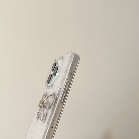リボン iPhone15/15pro/16plusケース キラキララメ入り iPhone14/13pro/12ケース 女子力アップ シック[M3859]