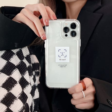 FACE ID iphone14/14promaxケース  高透明艶あり  iphone13/12/11/XRカバー  高品質  面白い シンプル風 ギフトにおすすめ [M2244]