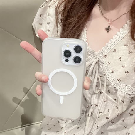 半透明 Magsafe対応iPhone15/15proケース 指紋防止 iPhone14promax/13pro/12ケース シンプル 高品質 [M4335]