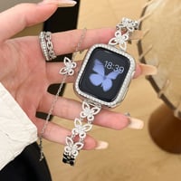 天然石ジルコン AppleWatchバンド 蝶透かし彫り AppleWatchベルト Ultra3/2/1 Series 11/10/9/8 SE3/2  高品質高級感 ブレスレット‌[M6210]