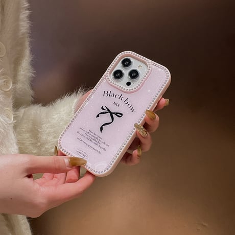 ジュエリー iPhone16/16proケース リボン柄 iPhone15Pro/14/13proカバー 可愛い キラキラ 女子力アップ [M4988]