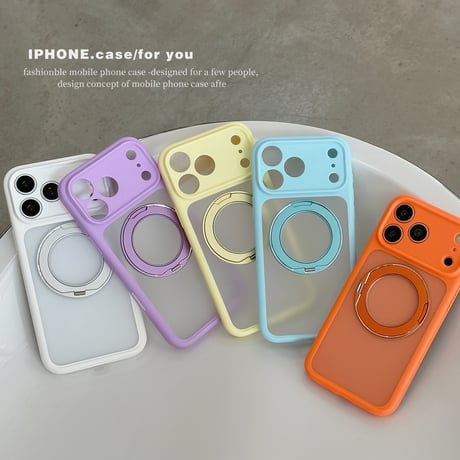 MagSafeリングスタンド付 iPhone17Pro/17ケース カメラ保護カバー iPhone16Pro/15ProMaxケース 使いやすい 頑丈便利[M6395]