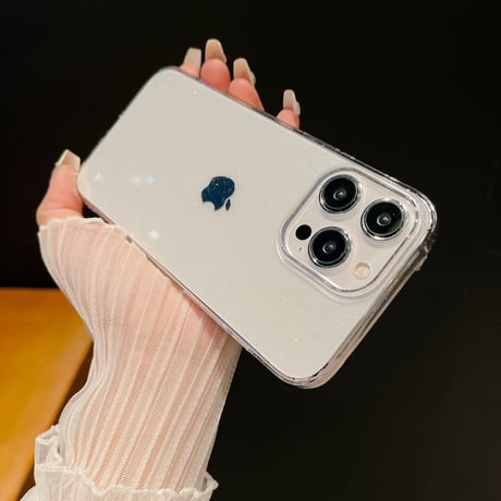 クリア iPhone15/15proカバー 黄ばまない キラキララメiphone14pro/13/12カバー 軽量薄型 [M4218]