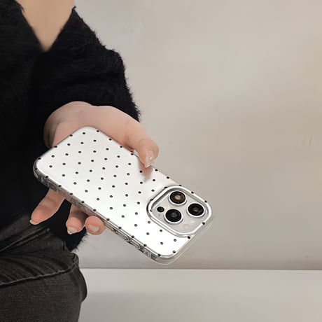 水玉模様 iPhone16/16proケース リボン ハートストラップ iphone15pro/14/13/12proカバー  綺麗 人気 ガールズファッション[M5082]