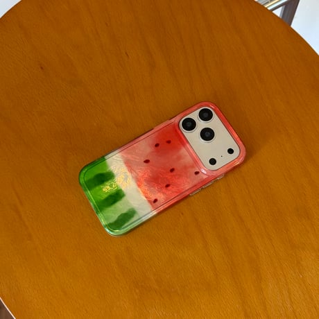スイカ柄 iPhone17Pro/17ケース 美味しそう iPhone16ProMax/15Proケース  涼しい感 艶感 夏コーデ[M6541]