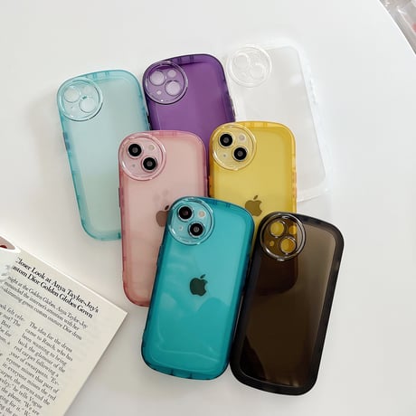 シンプル透明 iphone14/13ケース  耐衝撃枠 iphone12/11カバー   高級感 可愛い円形カメラレンズ枠 [M1933]