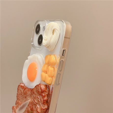 ステーキ/目玉焼き iphone17/16proケース 立体食べ物/野菜 アイフォン15/14promaxケース 面白い 美味しそう クリアケース ギフトにおすすめ[M3203]