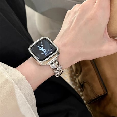 おしゃれ アップルウォッチS10/9 バンド キラキラハート Apple Watch Ultra Series 8 7 6 5 4 シリーズ 3 2 SE SE2 女子力高い[M4596]