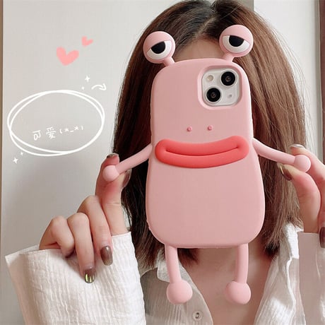 カエル iphone14/13ケース シリコン アイフォン12/11カバー  可愛い ストレス解消 プレゼントにおすすめ[M2080]