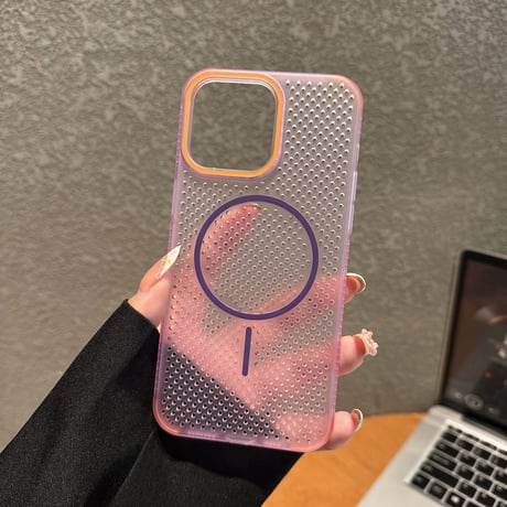 放熱仕様 iPhone16pro/16promaxケース Magsafe対応 四角耐衝撃 iPhone15pro/14/13pro/12promaxカバー シンプル 夏向け[M5371]