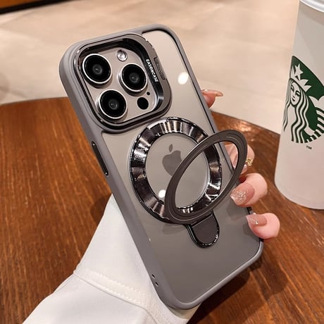 高機能高級感 iPhone17pro/16promaxケース MagSafeリングスタンドiphone15/14promax/13/12proカバー 耐衝撃 黄ばまない[M4058]