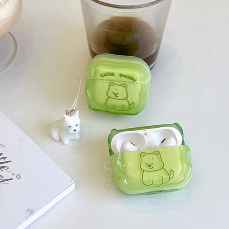 犬ちゃん Airpods4ケース うねうね AirpodsPro2ケース airpods3/2カバー  かわいい キーチェーン付 淡色系 [M5345]