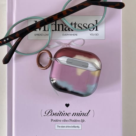 暈し染め Airpods4ケース シック AirpodsPro2ケース airpods3/2カバー  パープル リング付 ギフトにおすすめ [M5299]