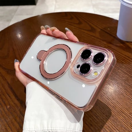 黄ばまない iPhone15pro/15promaxケース  MagSafeリングスタンド レンズフイルム iphone14/13pro/12カバー 耐衝撃 高機能[M4137]