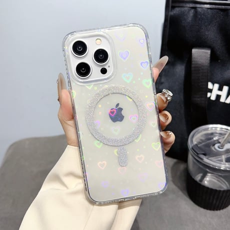 オーロラカラー光る iPhone15pro/15promaxケース MagSafe対応黄ばまない 高透明iphone14pro/13promaxカバー 丈夫 [M4155]