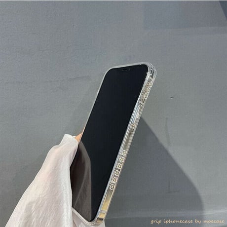 グリッター花グリップ  iphone12/11ケース  花柄枠 iphoneSE2/XS/8 plusクリアカバー 卓上スタンド  可愛い 耐久性あり  M823