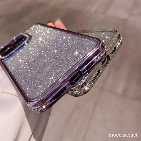 キラキラジュエリー iPhone14pro/14promaxケース グラデーション シール付 iphone13/12/11カバー  オシャレ 綺麗 高級感 大人気[M2437]