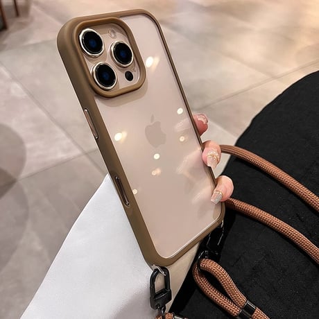 ショルダーストラップ付 iPhone16Pro/16ProMaxケース クリア iPhone15/14promax/13proカバー 便利 高級感[M4772]