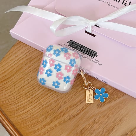 春向け Airpods第四世代ケース 花柄 キーチェーン付 AirpodsPro2ケース airpods3カバー 大人可愛い ギフトにおすすめ [M5187]