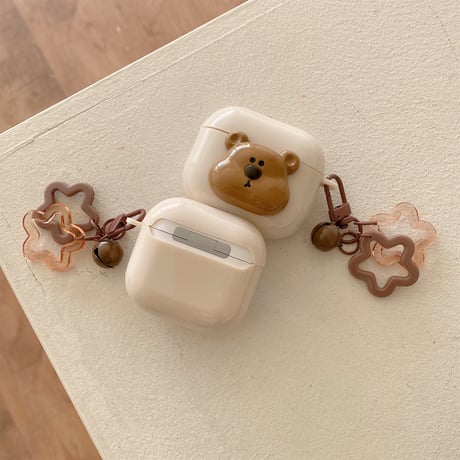 熊ちゃん Airpods 4ケース 可愛い Airpodspro2/proカバー Airpods3/2 キーチェーン付 ギフトにおすすめ[M4864]