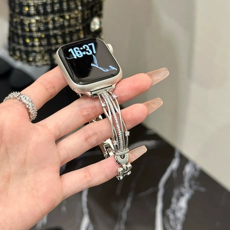 エレガント メタル AppleWatchバンド ダイヤ AppleWatchベルト Series 11/10/9/8 SE3/2  Ultra3/2/1 高級感高品質  美しい 人気[M6289]