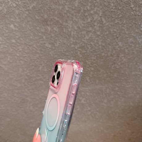 耐衝撃 iPhone16pro/16promaxケース グラデーションカラー iPhone15pro/14/13pro/12カバー 2層構造 涼しい感じ MagSafe対応[M5303]