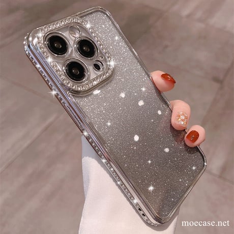 キラキラジュエリー iPhone14pro/14promaxケース グラデーション シール付 iphone13/12/11カバー  オシャレ 綺麗 高級感 大人気[M2437]