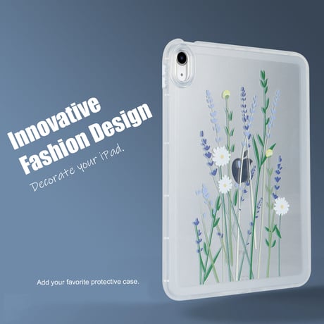 草花柄 iPad 10.9インチ(第10世代)ケース 透明 アイパッドair10.9inch/10.5inchカバー  シンプル 耐衝撃加工 軽量頑丈 もちやすい[M3167]