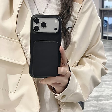 スタンド付ミラー iPhone17pro/17ケース 革製 メイク直し鏡付 iPhone16ProMax/15/14カバー 耐衝撃 多機能[M6032]