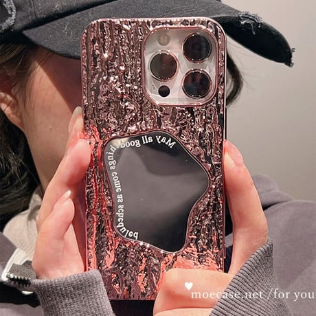 高級感ミラーiphone14/13proケース 立体皺 エンボス加工 アイフォン12/11カバー  オシャレ 頑丈 高品質 Girlsに大人気[M3016]