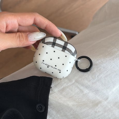 チェック柄水玉模様 Airpods Pro3ケース 指紋防止 Airpods4/3カバー pro2/pro1 リング/キーホルダー オシャレ[M6341]