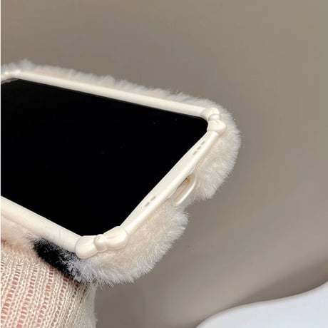 ファーハート柄 iphone15/15Proケース  リボン iphone14/13/12カバー フワフワ 手触りいい かわいい[M3575]