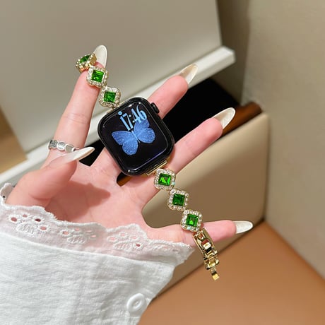 四つ葉のクローバー AppleWatchバンド ダイヤ メタル AppleWatchベルト Series 11/10/9/8 SE3/2  Ultra3/2/1 高級感高品質 上品[M6400]