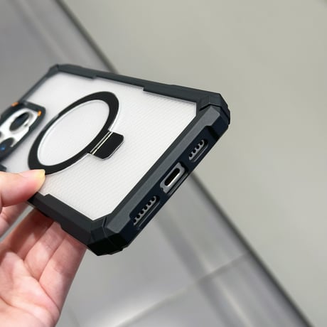 耐衝撃頑丈 iPhone16Promax/16Eケース Magsafe対応リングスタンド iPhone15/14/13proカバー レンズフィルム付 指紋防止 [M5422]