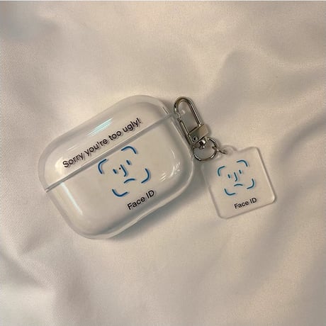 Face ID Airpods 4ケース チャーム付 AirpodsPro2/Pro1 Airpods3/2カバー クリア 大人可愛い ギフトにおすすめ [M4735]