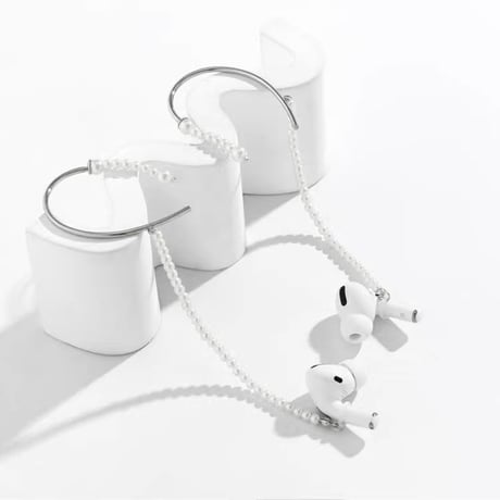 AirPods用イヤークリップ パール フリンジピアス 可愛い 落下紛失防止 イヤホンストラップ  ホルダー  おしゃれ 人気 シック[M5305]