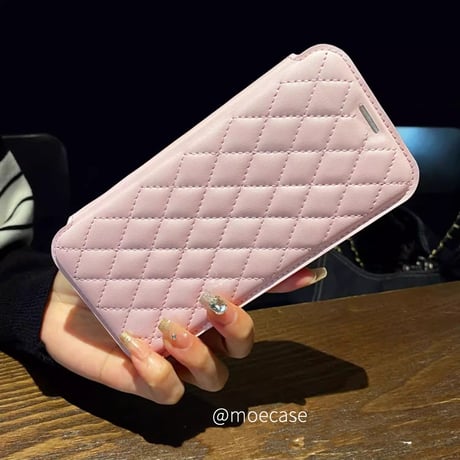 iPhone16/16Plus/Proケース 手帳型 カード収納 iPhone15Pro/14カバー magsafe対応 レンズ保護 キルティング[M4604]