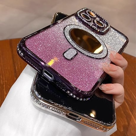 メイク鏡 iPhone16/16Proケース  ダイヤデコ MagSafe対応 iPhone15/14Pro/13カバー 大人可愛い カメラ保護[M4700]