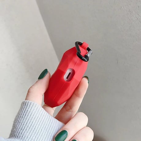ダイヤモンドハート  airpods第三世代ケース  レッド  airpodsproカバー  フック付き シリコン 人気 プレゼントにおすすめ  M1359