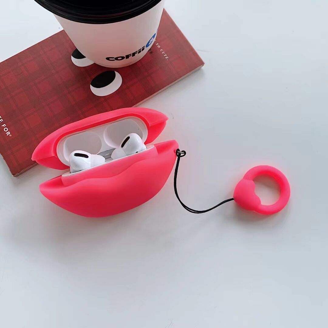 AirPods pro2 片耳ケース 【唇ケース付】 くちびる airpodsproケース 紅唇 airpodsカバー リング付き 個性