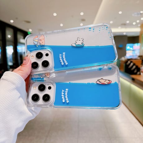液体 iPhone15/15proケース サーフィンする犬ちゃん iphone14/13/12proカバー ストレス解消 面白い ギフトに最適[M4085]