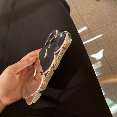 ハート型ミラー アイフォン14/13proケース 高級感シルバー ストラップ付  iphone12/11カバー  艶あり 個性 お洒落[M2110]