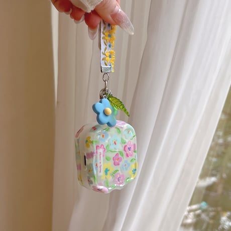 花柄 Airpods Pro3ケース 花ストラップ Airpods 4/3カバーケース AirpodsPro2/1  うねうね 女子力高い 春コーデ [M6136]