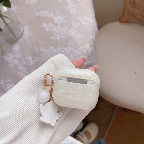 天使 貝殻紋 Airpods3ケース  おしゃれキラキラ AirpodsPro2カバー 可愛いangel 綺麗 頑丈 [M2538]