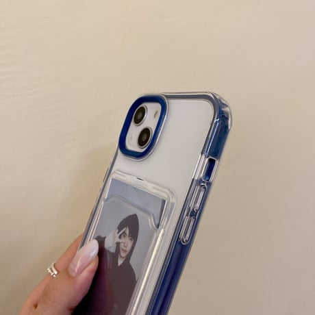 【iPhone15対応】カラー枠カード入れ付 iphone14/13promaxカバー  写真/メモ収納クリアアイフォン11/12miniケース  耐衝撃  頑丈 シンプル   M1094