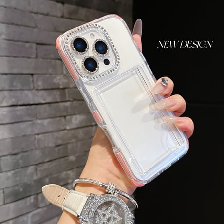 ジュエリー カード収納 iPhone16Pro/16ケース クリア iPhone15pro/14pro/13カバー シンプル風 おしゃれ 丈夫 [M5170]