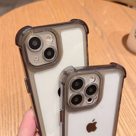 耐衝撃加工 iphone14plus/14promaxケース  黄ばまないiphone13/12promaxカバー  高透明感 シンプル風 金属ボタン [M2330]
