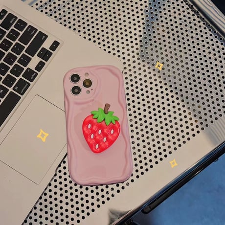 果物スマホグリップ スタンド イチゴ/スイカ/ブドウ/パイナップル/ニンジン かわいい 可愛い  ギフトにおすすめ[M3164]